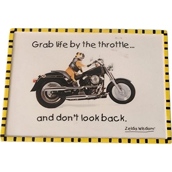 Zelda Wisdom Bulldog Riding Motorcycle 2006 Grab LIFE by The Throttle Item 16638 - Picture 1 of 3
